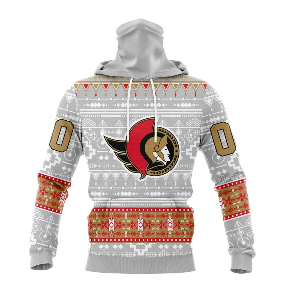 NHL Ottawa Senators Special Native Design St2302 Mask Hoodie