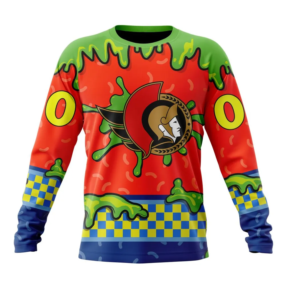 NHL Ottawa Senators Special Nickelodeon Design St2301 Long Sleeved Sweatshirt 