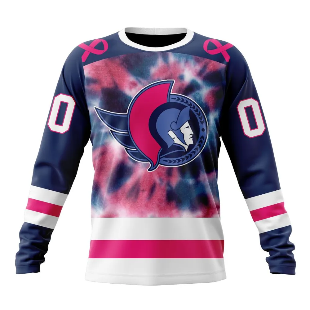 NHL Ottawa Senators Special Pink October Fight Breast Cancer St2303 Long Sleeved Sweatshirt 