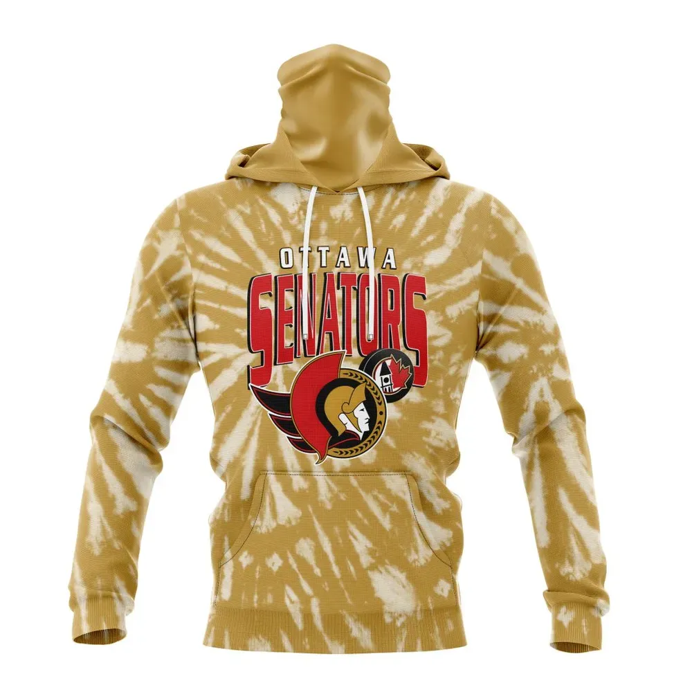 NHL Ottawa Senators Special Retro Vintage Tie Dye St2201 Mask Hoodie