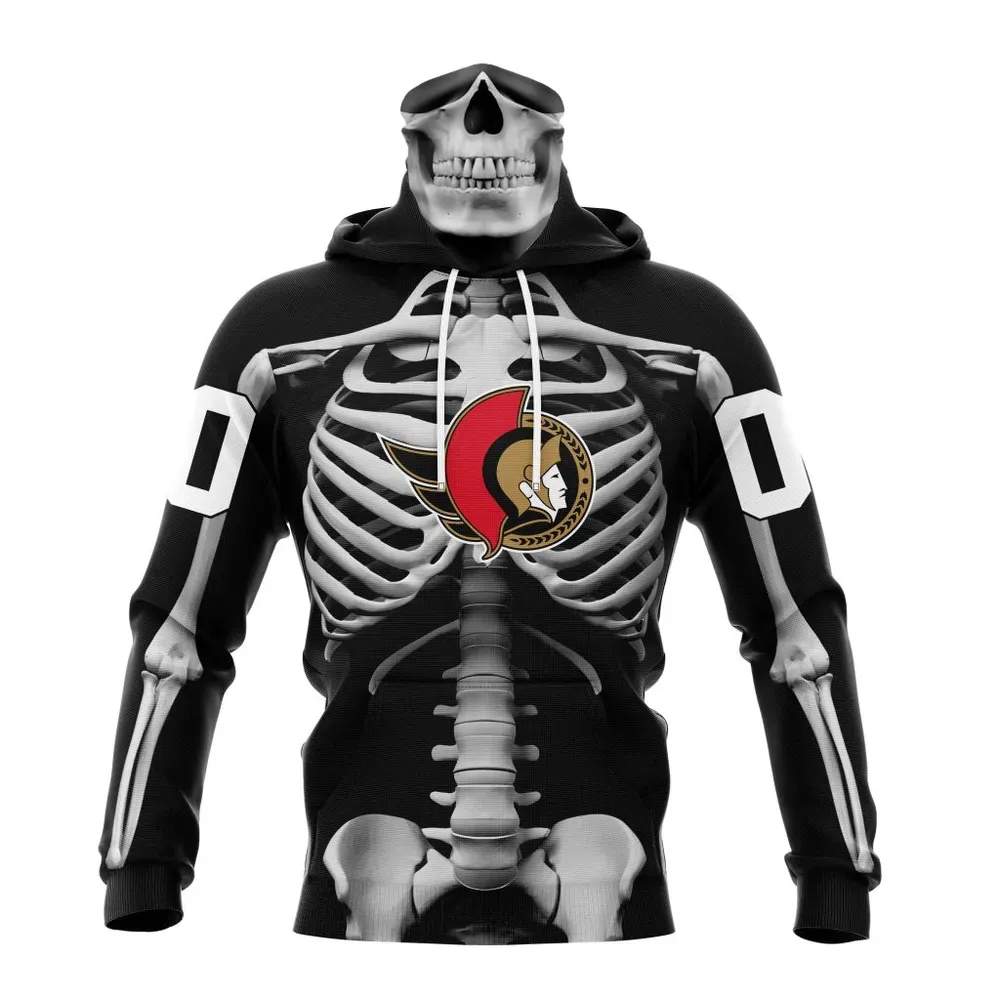 NHL Ottawa Senators Special Skeleton Costume For Halloween St2301 Mask Hoodie