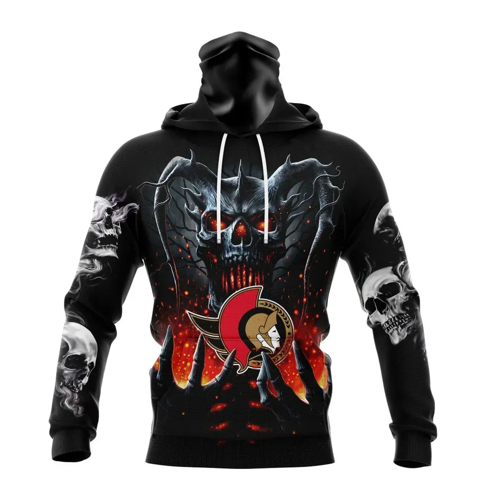 NHL Ottawa Senators Special Skull Art Design St2301 Mask Hoodie