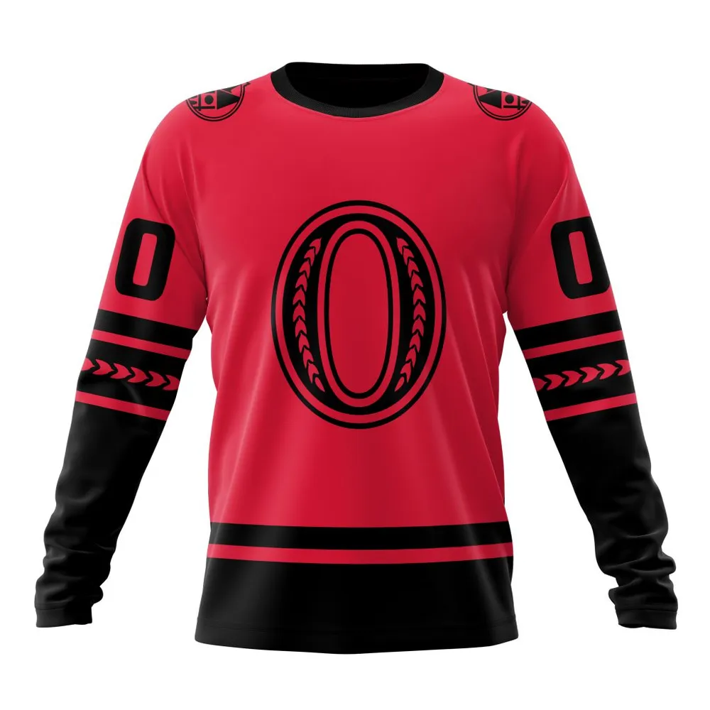 NHL Ottawa Senators Special Two-Tone Design St2401 Long Sleeved Sweatshirt 