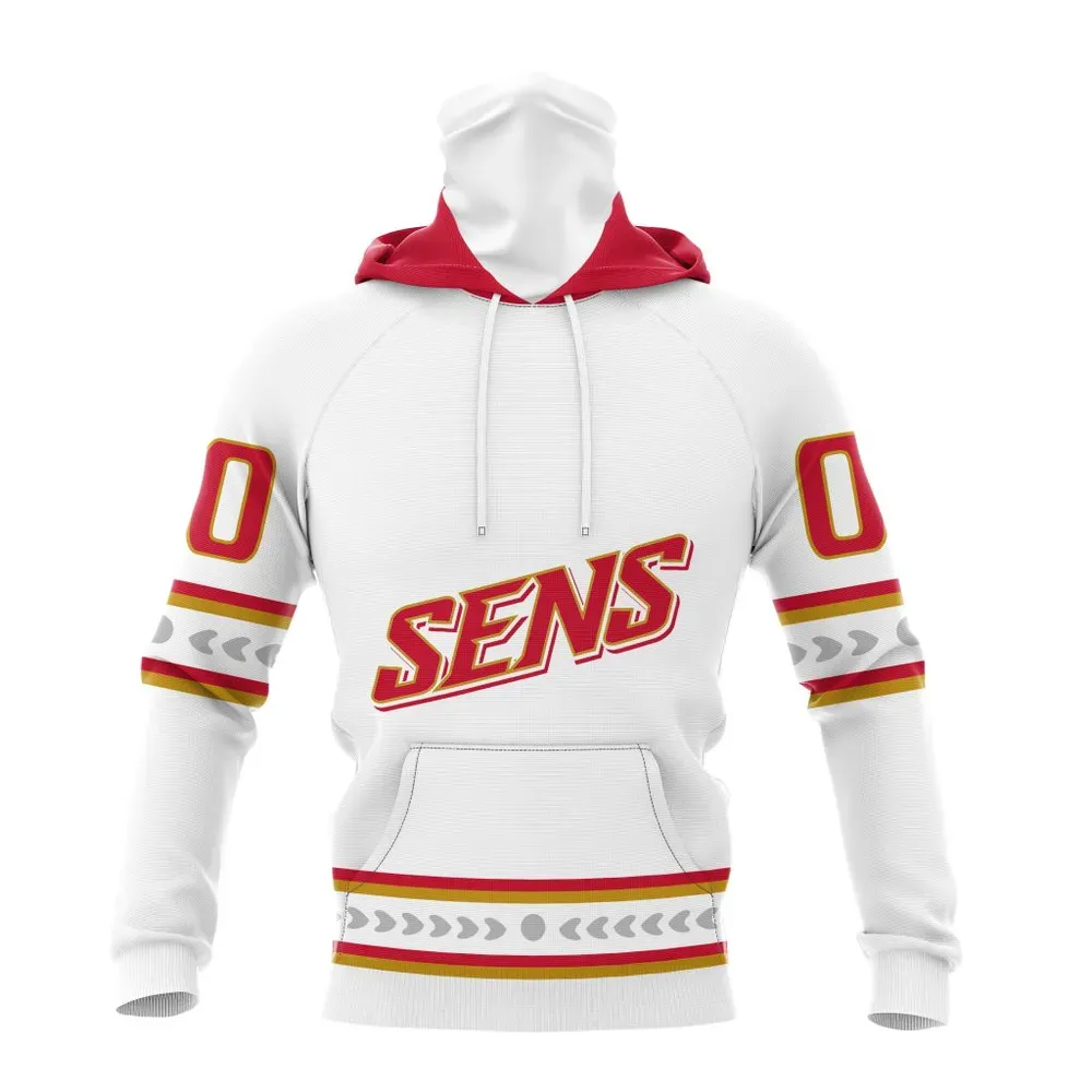 NHL Ottawa Senators Special Whiteout Design St2401 Mask Hoodie