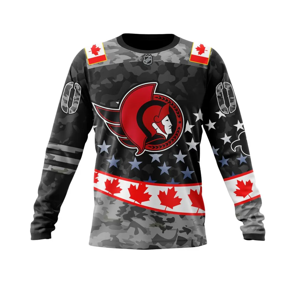 NHL Ottawa Senators | Specialized Color And Our Beloved Canadien Flag Color V0422 Long Sleeved Sweatshirt 