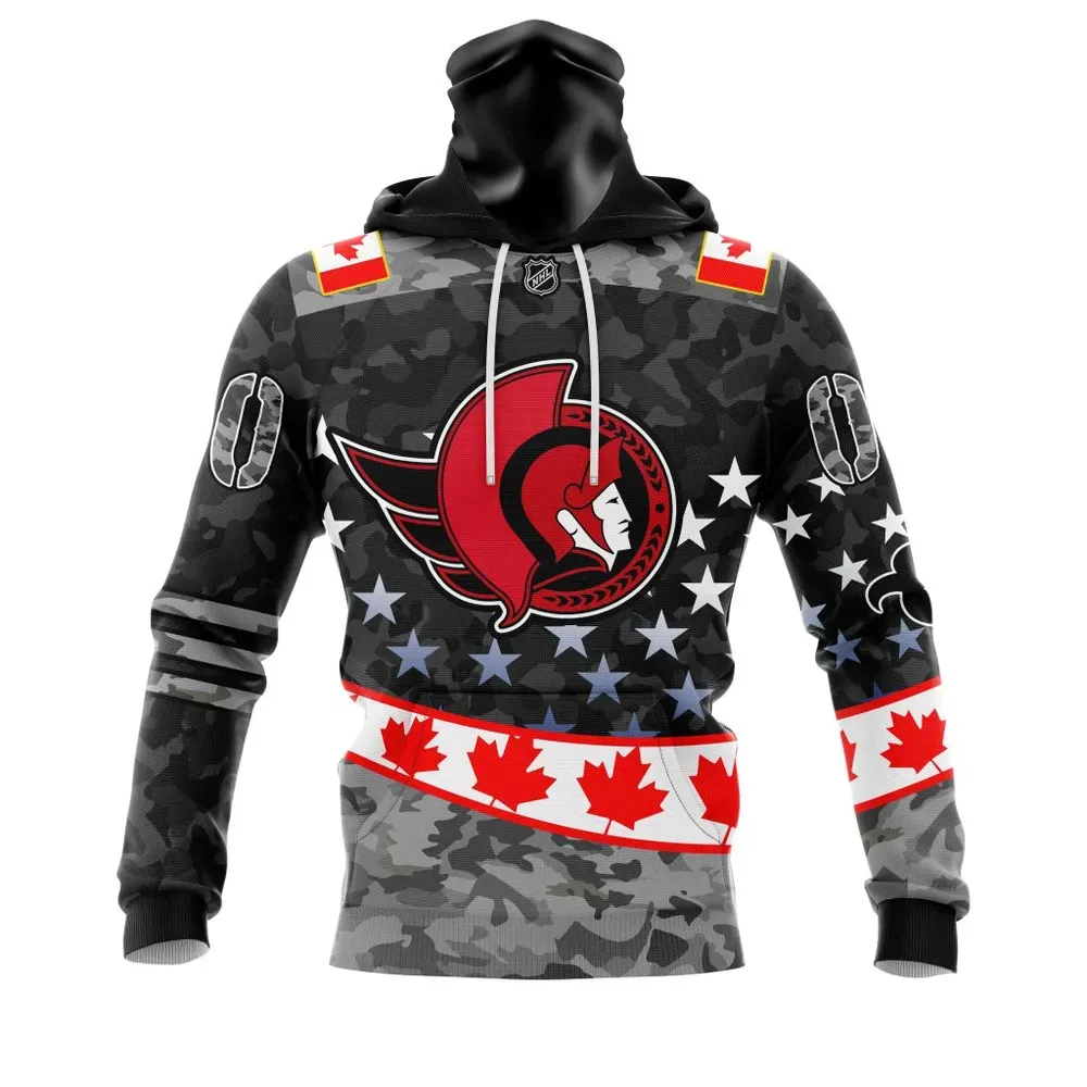 NHL Ottawa Senators | Specialized Color And Our Beloved Canadien Flag Color V0422 Mask Hoodie