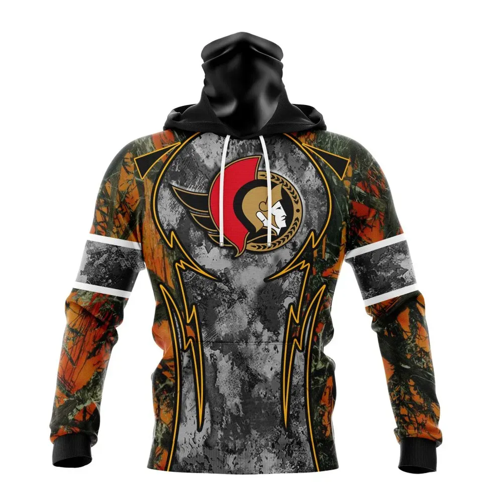 NHL Ottawa Senators | Specialized Design Wih Camo Concepts For Hungting In Forest Mask Hoodie