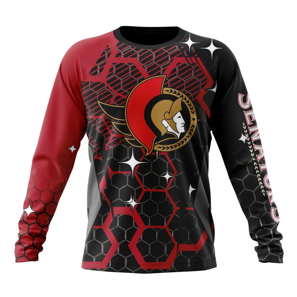 NHL Ottawa Senators | Specialized Design With Motocross Syle V0222 Long Sleeved Sweatshirt 