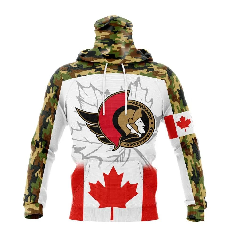 NHL Ottawa Senators | Specialized Design With Our Canada Flag Mask Hoodie