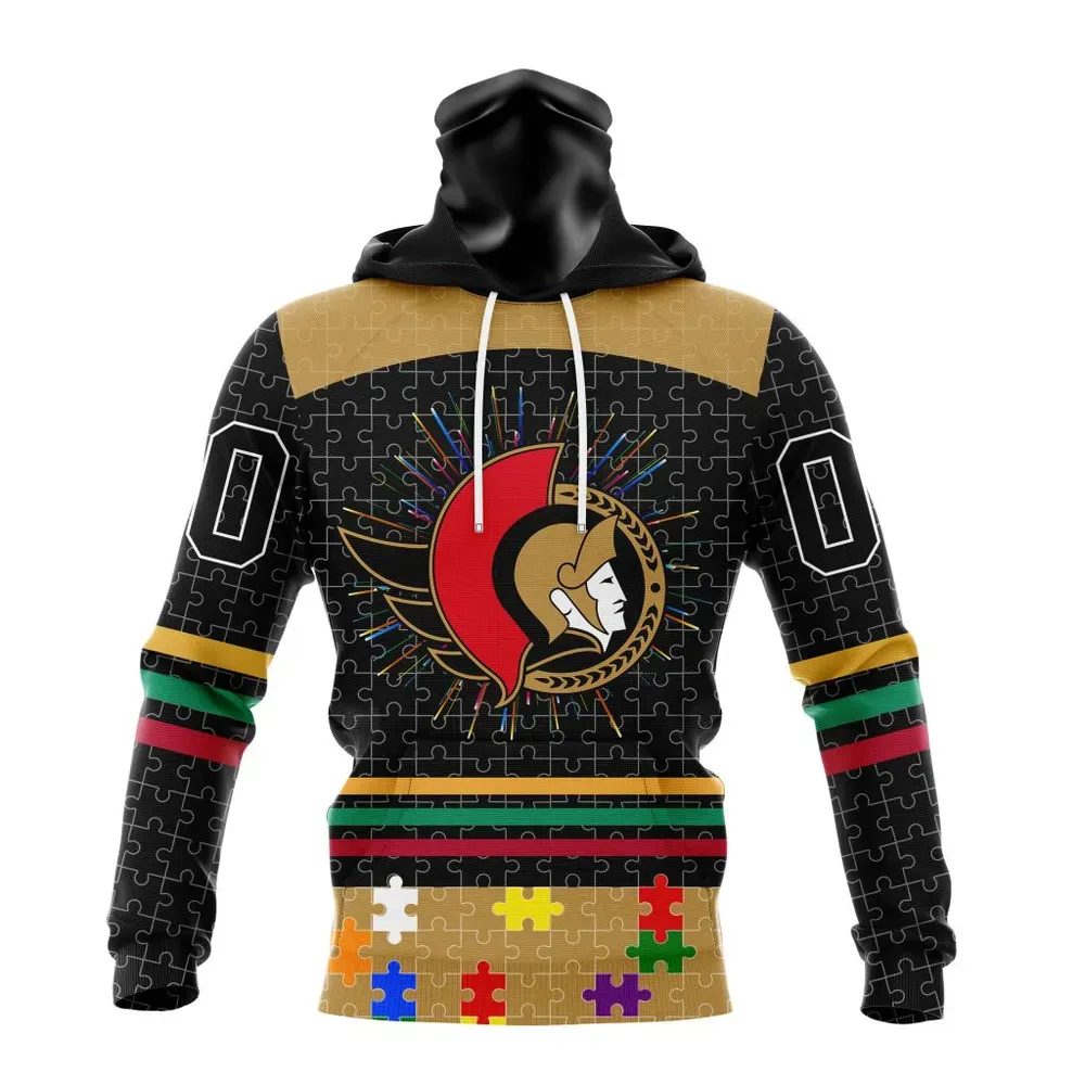 NHL Ottawa Senators | Specialized Fearless Aganst Autism V0122 Mask Hoodie