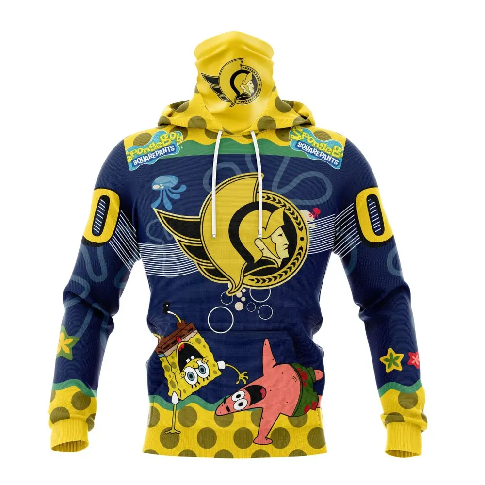 NHL Ottawa Senators Specialized Jersey With Spongebob Mask Hoodie