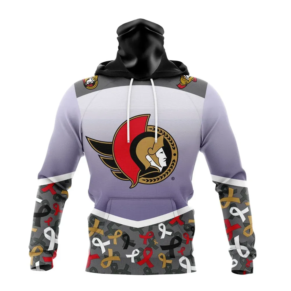 NHL Ottawa Senators | Specialized Sport Fights Again All Cancer V0122 Mask Hoodie