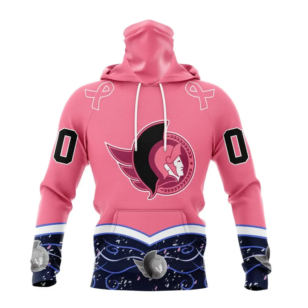 NHL Ottawa Senators | Specialized Unisex For Hockey Fights Cancer Mask Hoodie