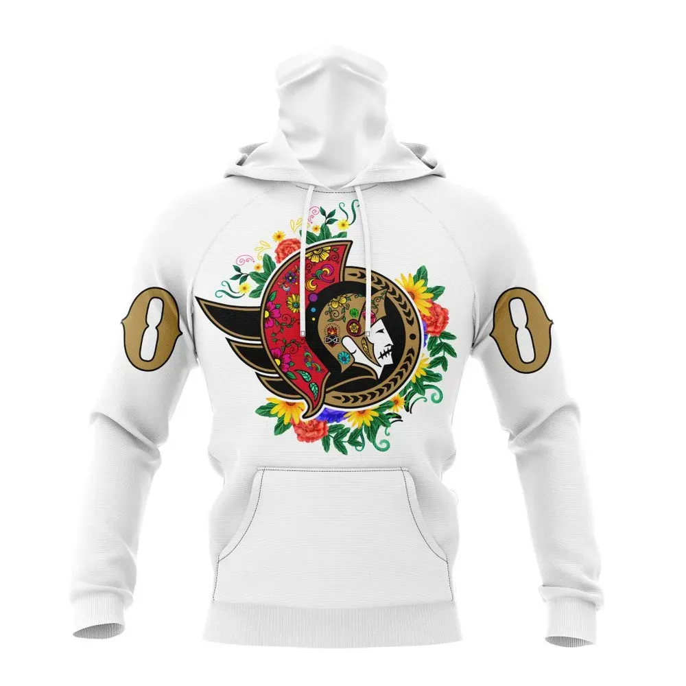 NHL Ottawa Senators | Specialized Unisex Kits Dia De Muertos Mask Hoodie