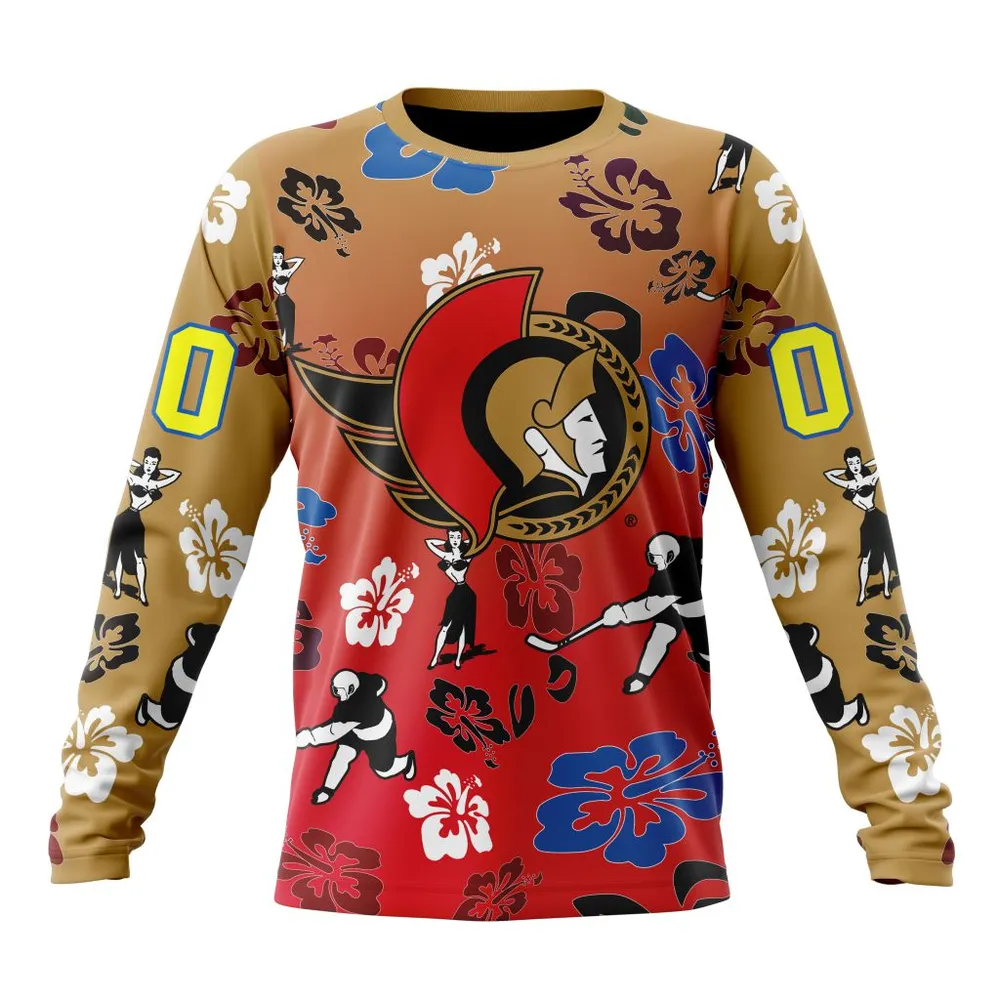 NHL Ottawa Senators X Hawaii Specialized Design For Hawaiia V0122 Long Sleeved Sweatshirt 