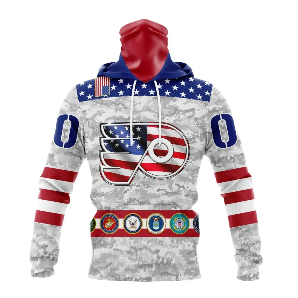 NHL Philadelphia Flyers Armed Forces Appreciation St2201 Mask Hoodie