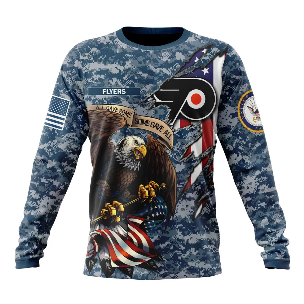 NHL Philadelphia Flyers Honor Us Navy Veterans St2202 Long Sleeved Sweatshirt 