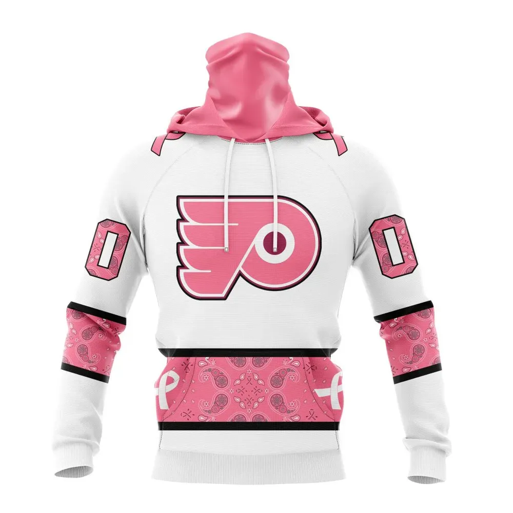 NHL Philadelphia Flyers In Classic Style With Paisley! In October We Wear Pink Breast Cancer Mask Hoodie