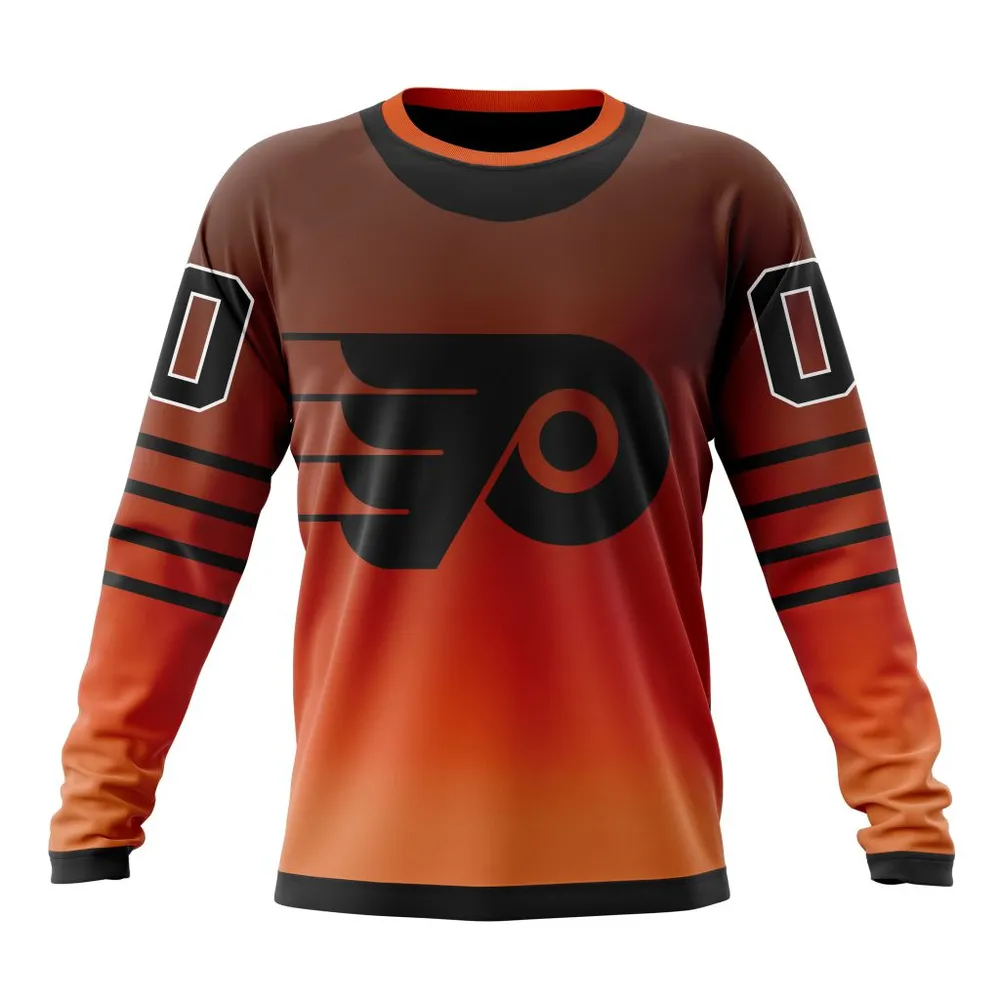 NHL Philadelphia Flyers Personalize Gradient Series Concept St2301 Long Sleeved Sweatshirt 