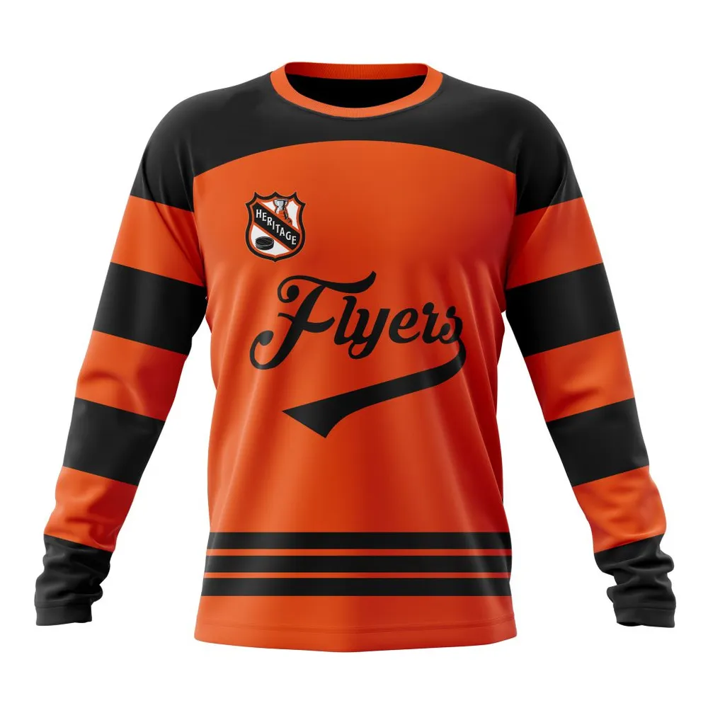 NHL Philadelphia Flyers Personalized Heritage Design St2401 Long Sleeved Sweatshirt 