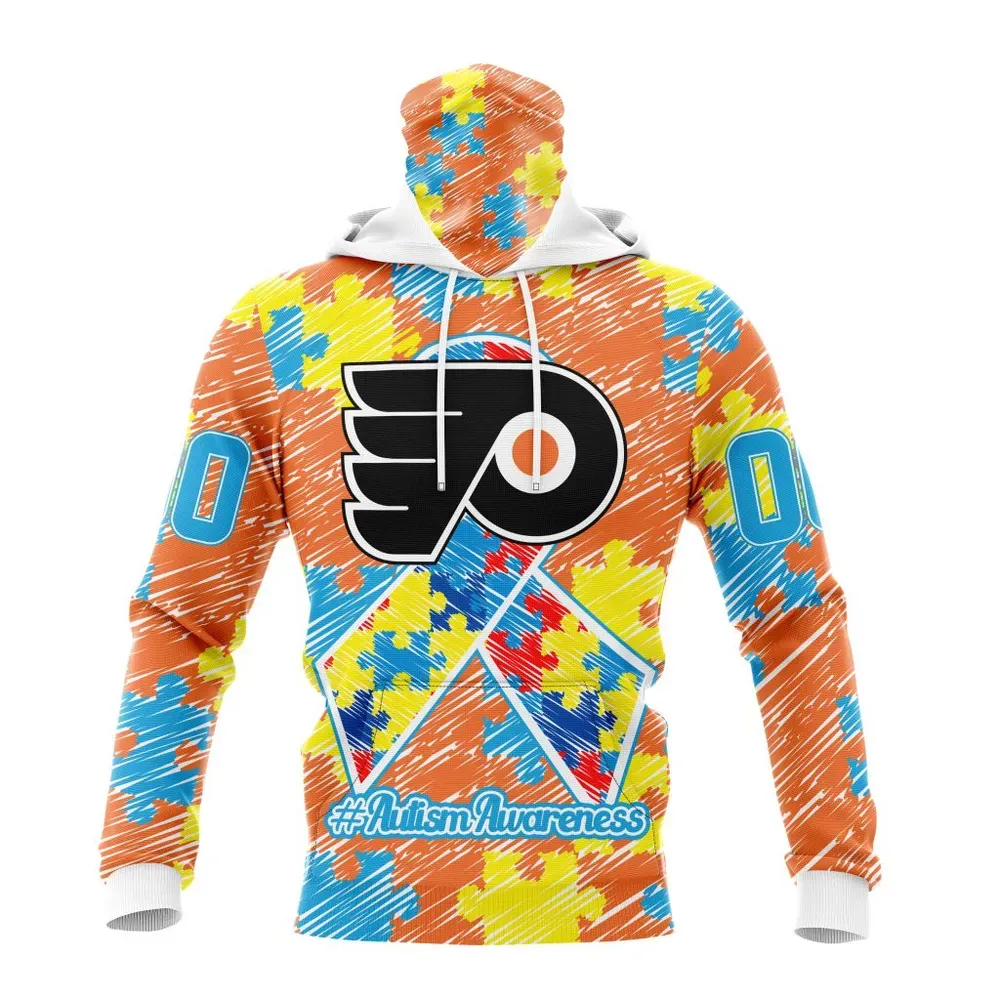 NHL Philadelphia Flyers Special Autism Awareness Design St2201 Mask Hoodie