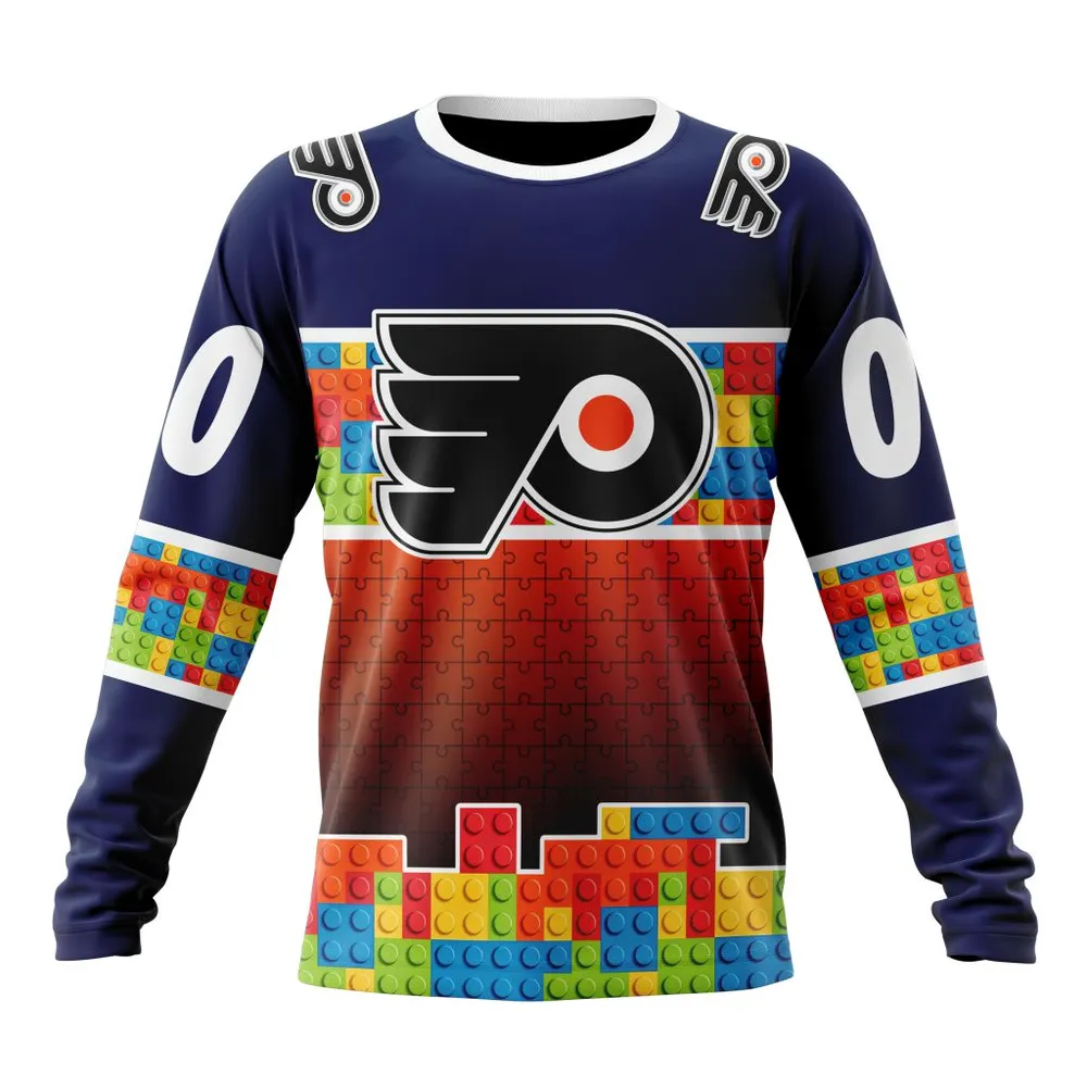 NHL Philadelphia Flyers Special Autism Awareness Design V2301 Long Sleeved Sweatshirt 