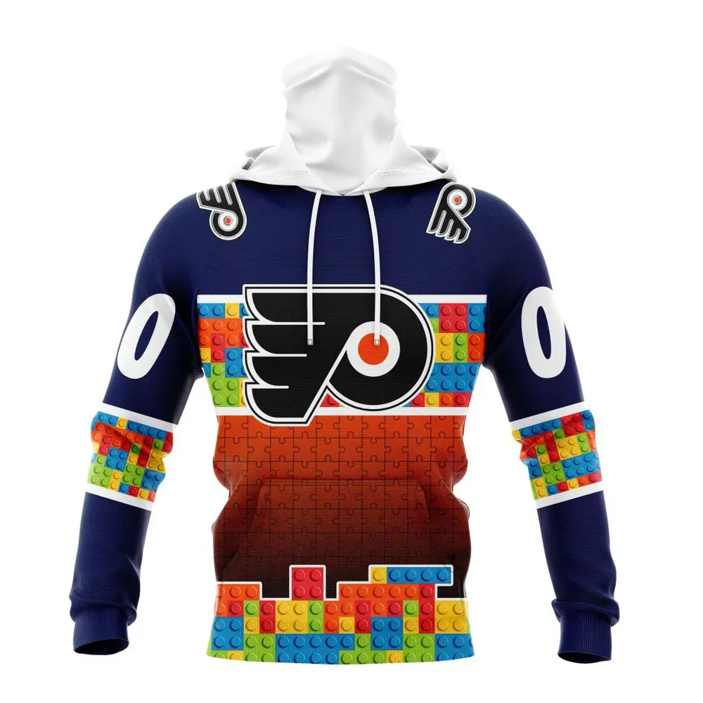 NHL Philadelphia Flyers Special Autism Awareness Design V2301 Mask Hoodie