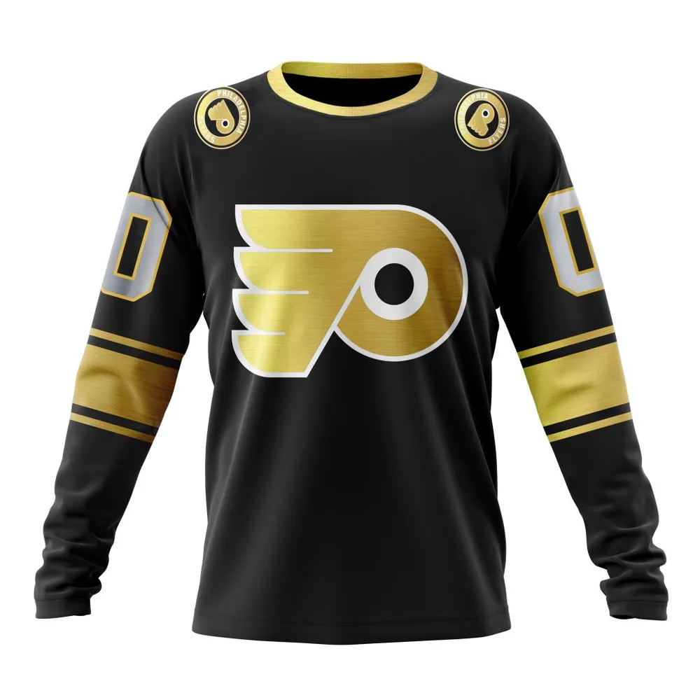 NHL Philadelphia Flyers Special Black And Gold Design St2401 Long Sleeved Sweatshirt 