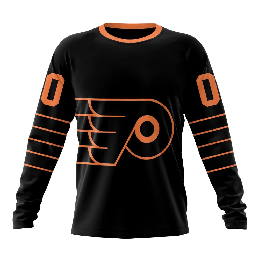 NHL Philadelphia Flyers Special Blackout Design St2401 Long Sleeved Sweatshirt 