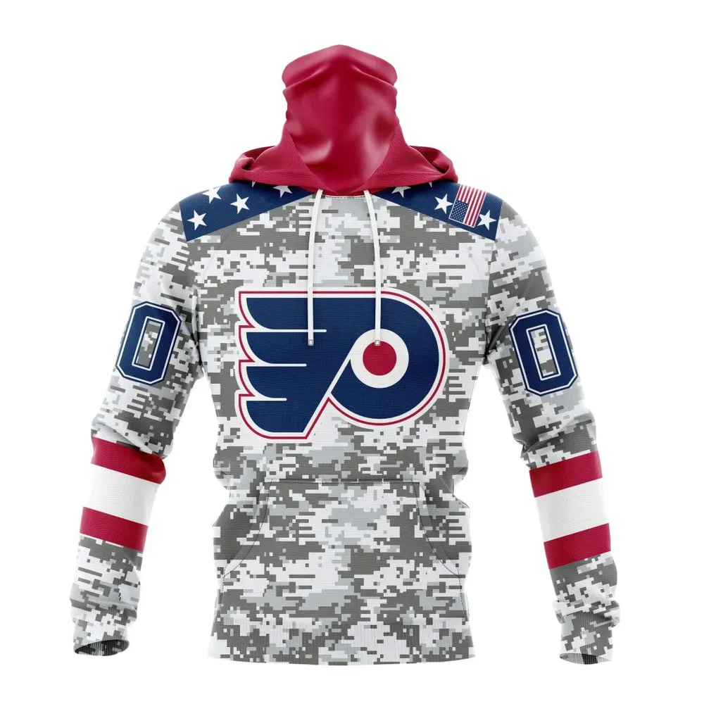 NHL Philadelphia Flyers Special Camo Design For Veterans Day St2301 Mask Hoodie