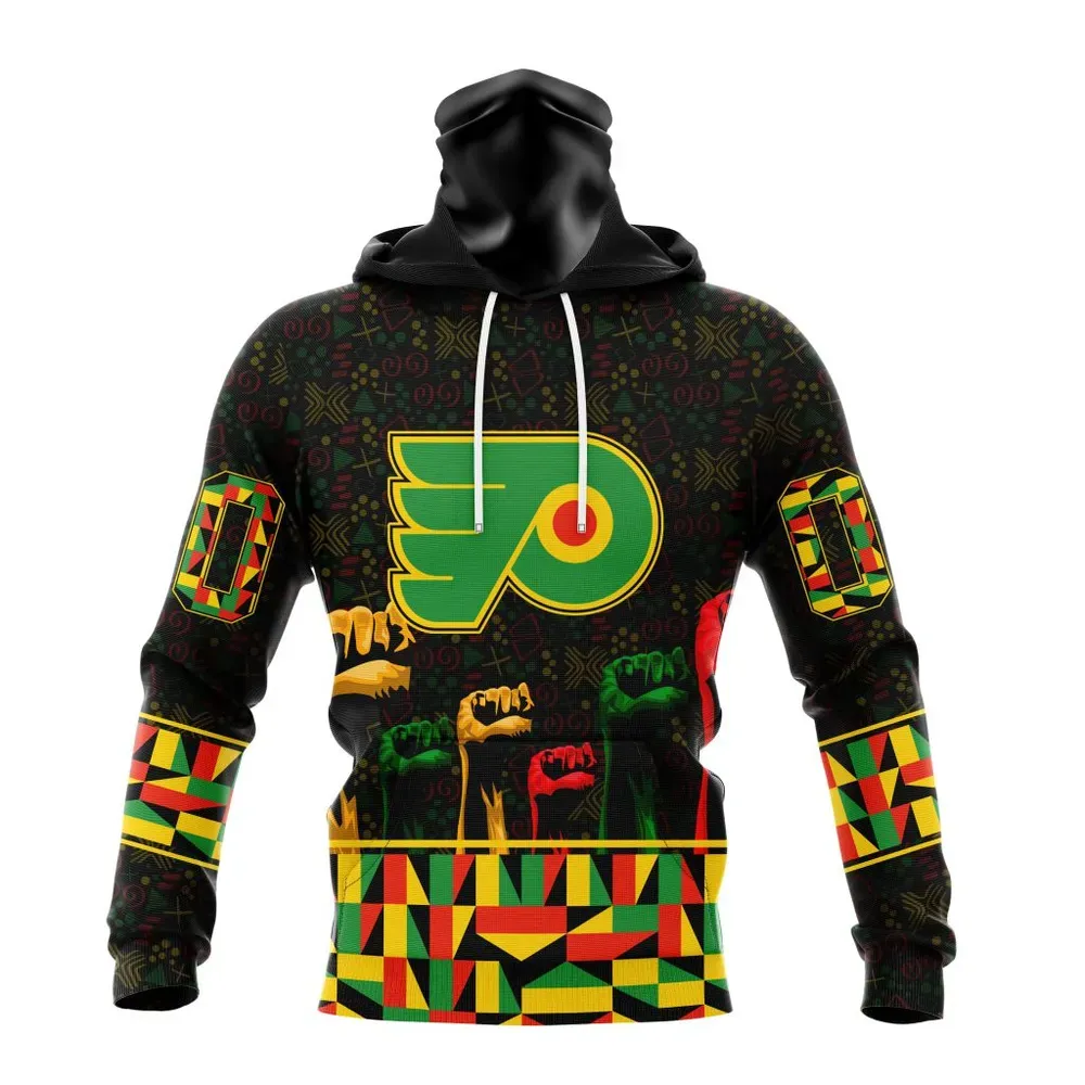 NHL Philadelphia Flyers Special Design Celebrate Black History Month St2201 Mask Hoodie