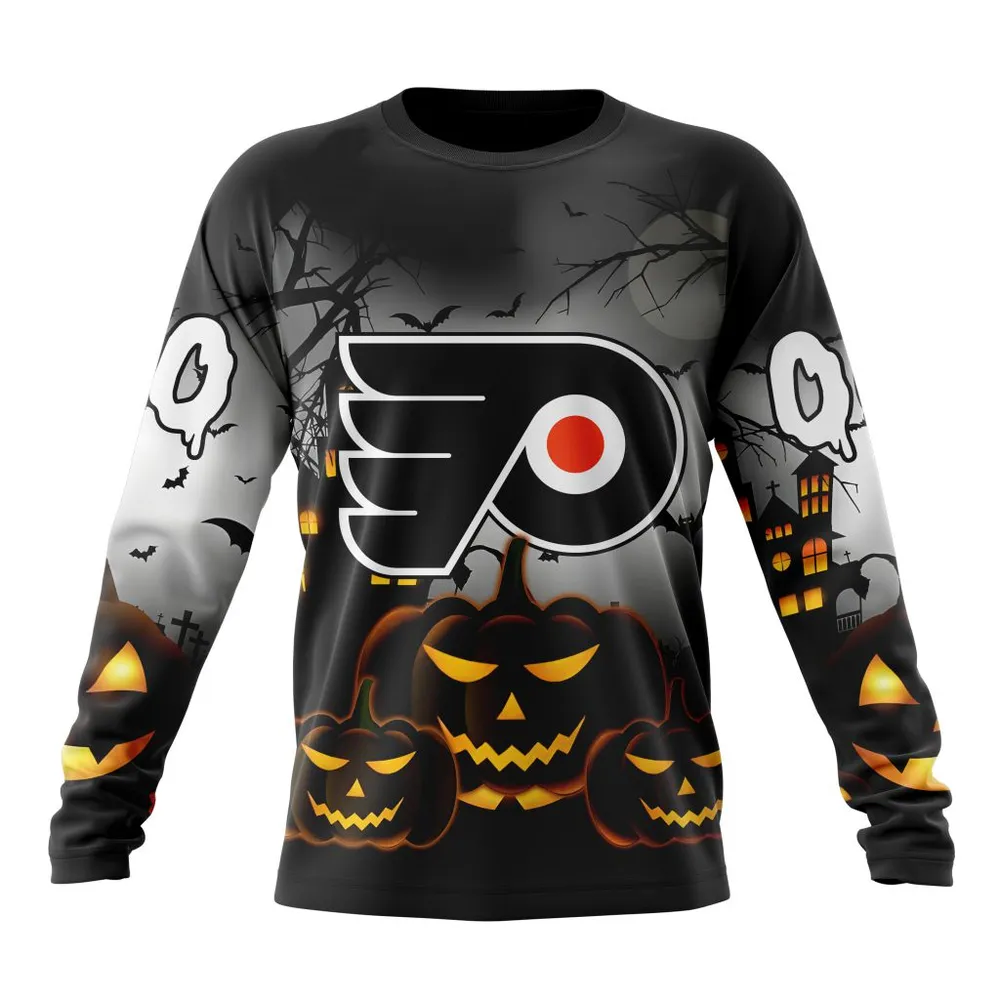 NHL Philadelphia Flyers Special Design For Halloween St2302 Long Sleeved Sweatshirt 