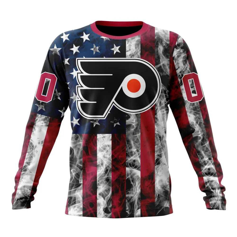 NHL Philadelphia Flyers Special Design For Independence Day The Fourth Of July St2401 Long Sleeved Sweatshirt 