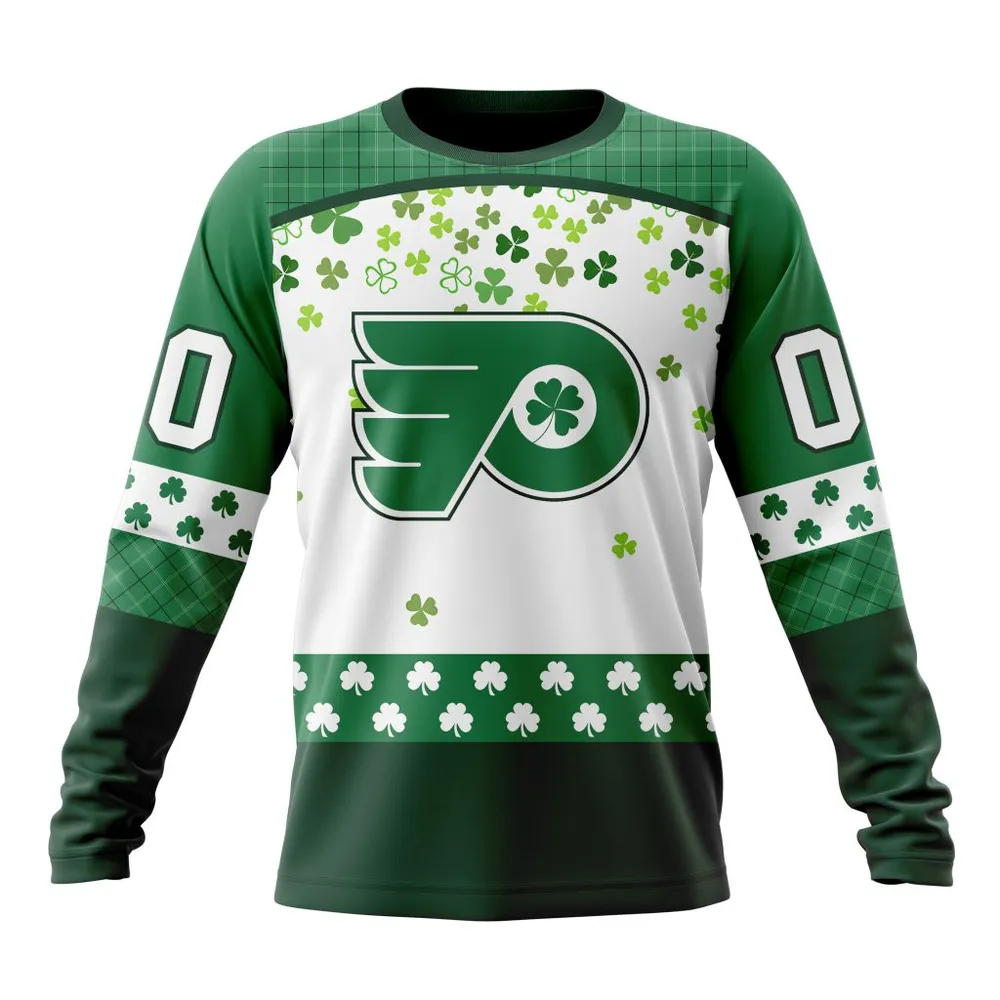 NHL Philadelphia Flyers Special Design For St. Patrick Day St2401 Long Sleeved Sweatshirt 