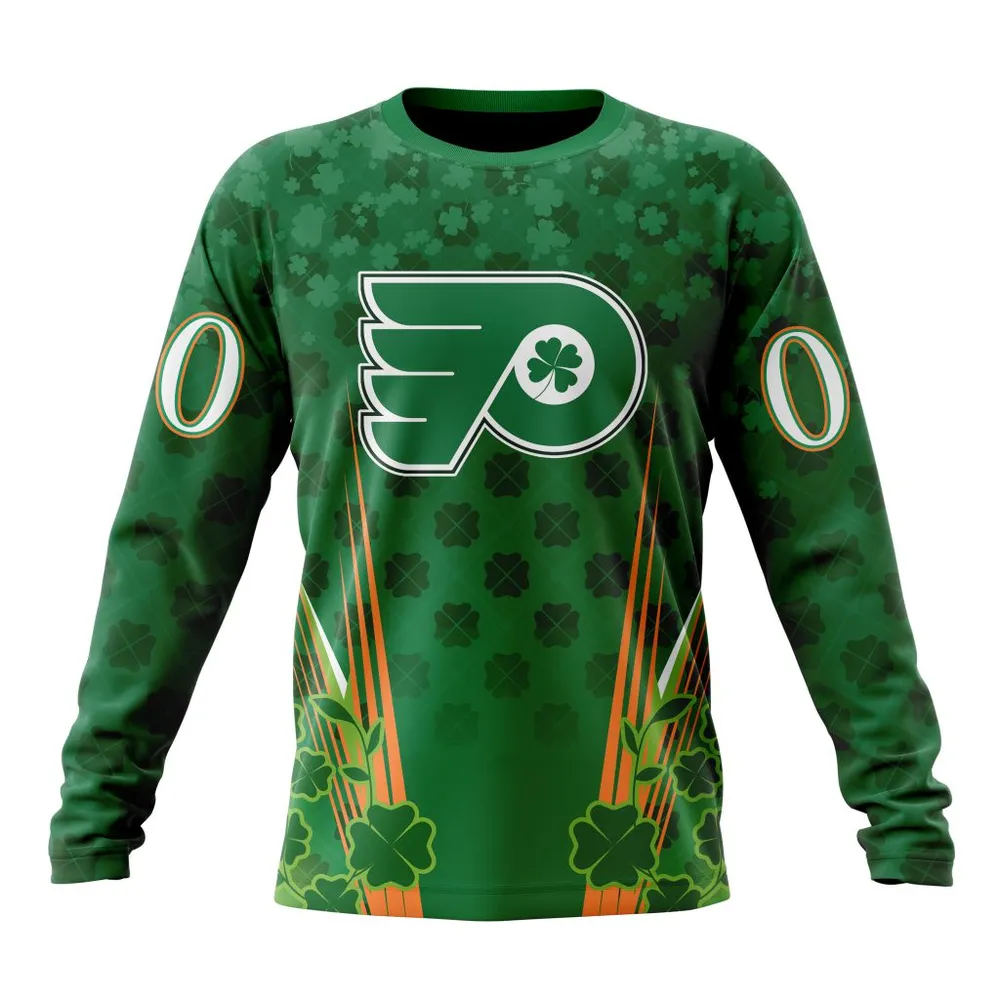 NHL Philadelphia Flyers Special Design For St. Patrickâ€™S Day St2402 Long Sleeved Sweatshirt 