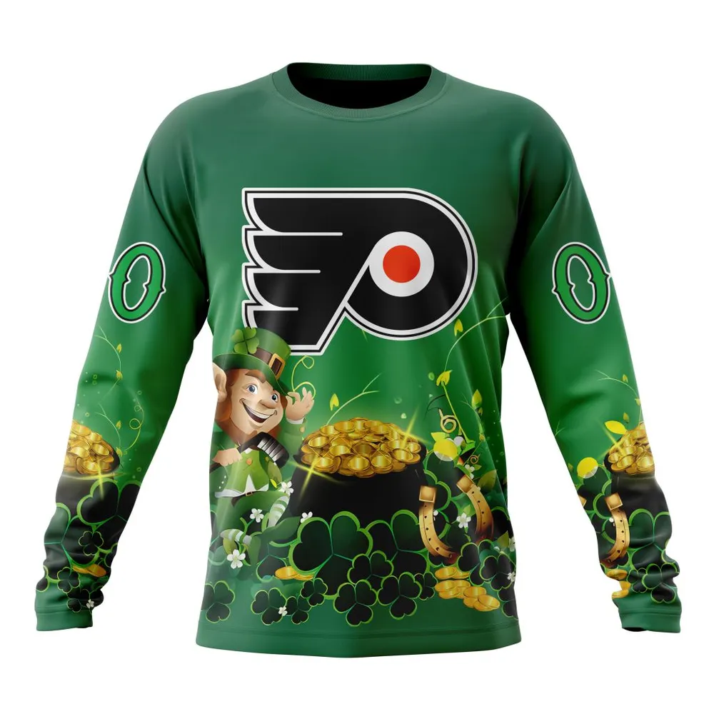 NHL Philadelphia Flyers Special Design For St. Patrickâ€™S Day St2403 Long Sleeved Sweatshirt 