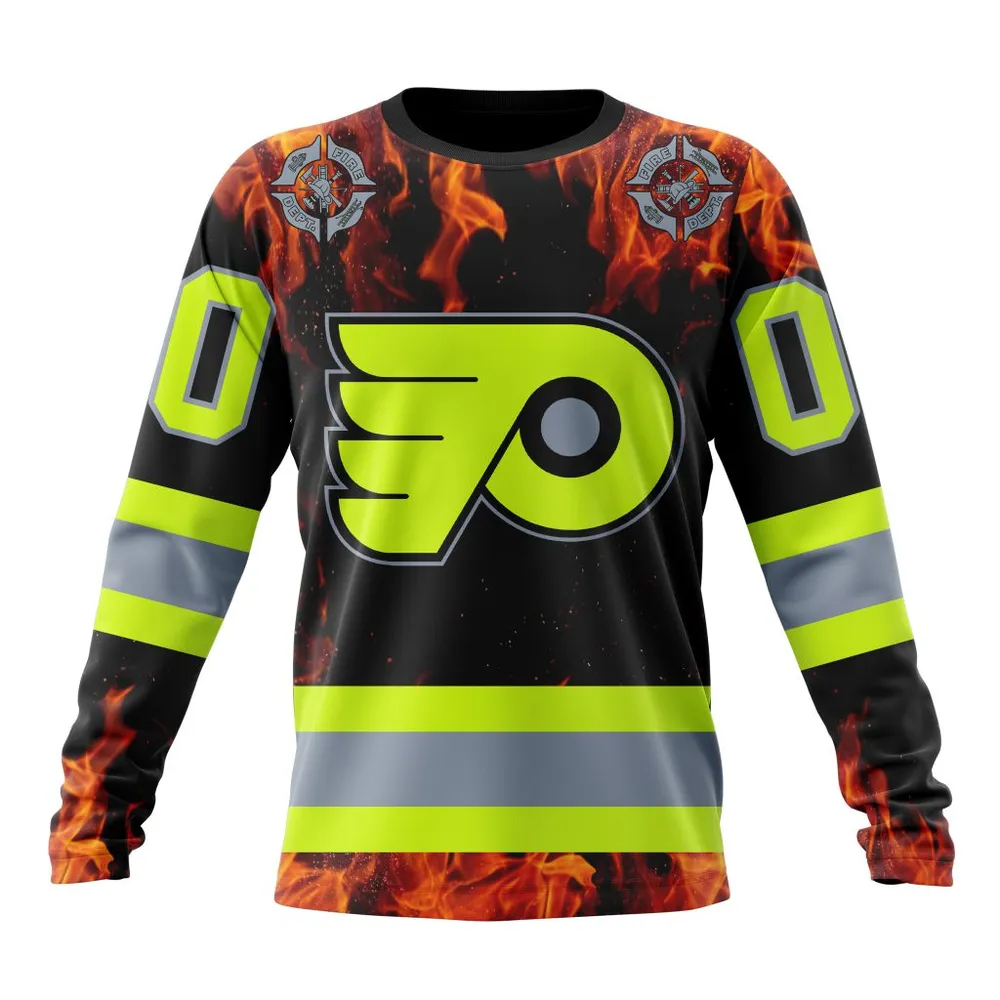 NHL Philadelphia Flyers Special Design Honoring Firefighters St2401 Long Sleeved Sweatshirt 