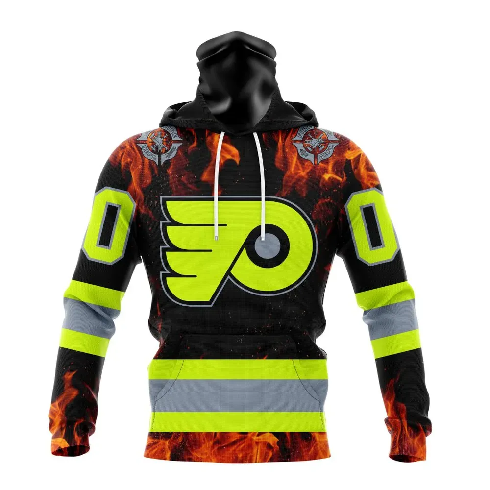 NHL Philadelphia Flyers Special Design Honoring Firefighters St2401 Mask Hoodie