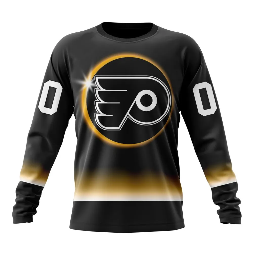 NHL Philadelphia Flyers Special Eclipse Design St2401 Long Sleeved Sweatshirt 