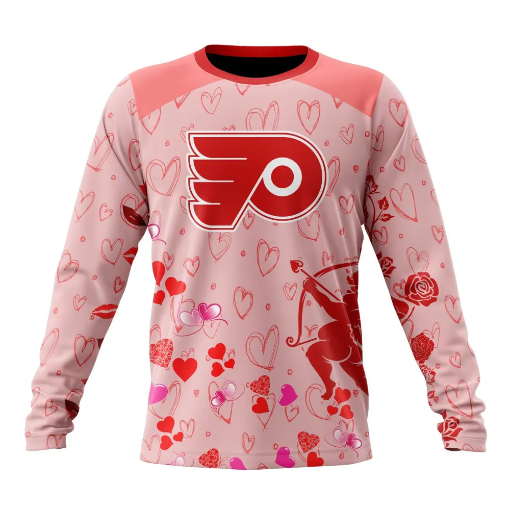 NHL Philadelphia Flyers Special Gift For Valentines Day St2402 Long Sleeved Sweatshirt 