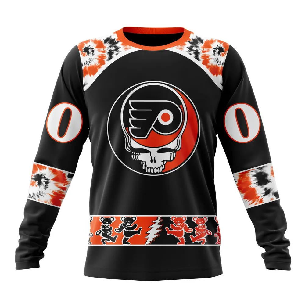 NHL Philadelphia Flyers Special Grateful Dead Design St2301 Long Sleeved Sweatshirt 