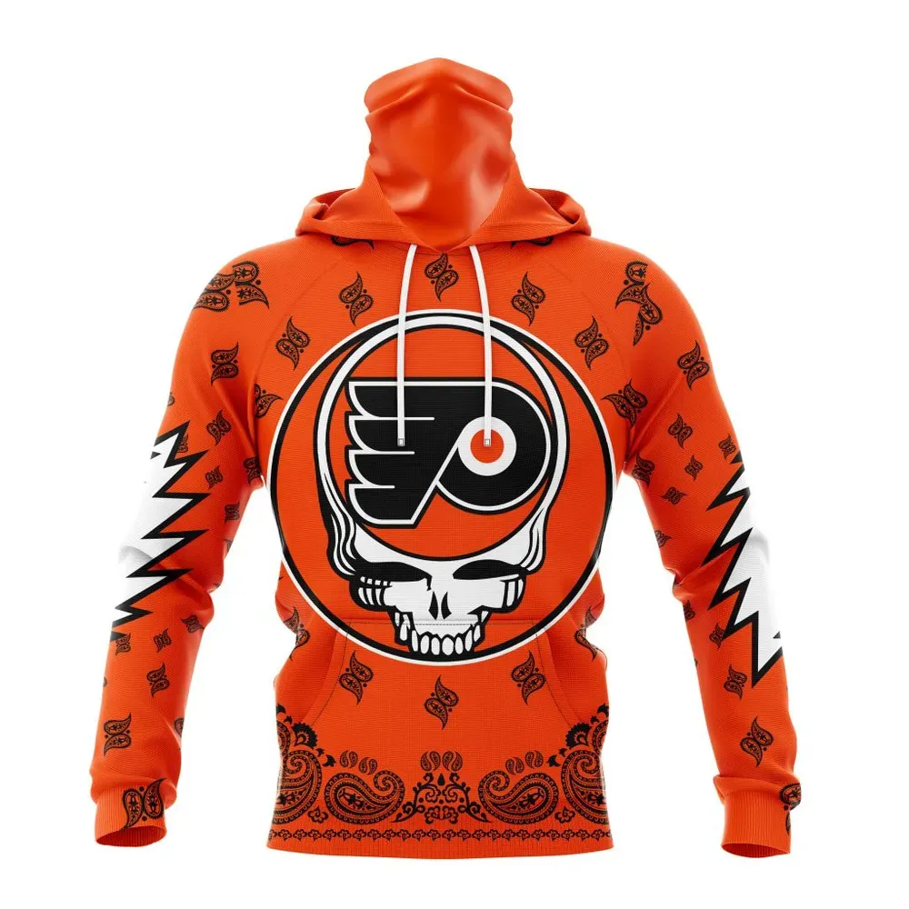 NHL Philadelphia Flyers Special Grateful Dead Design St2303 Mask Hoodie