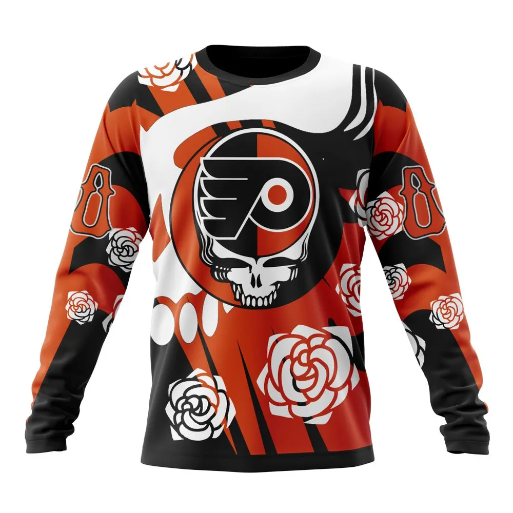 NHL Philadelphia Flyers Special Grateful Dead Design St2305 Long Sleeved Sweatshirt 