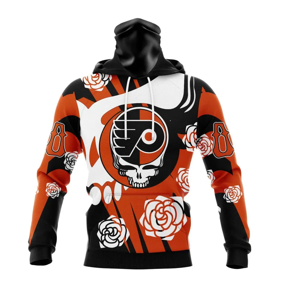 NHL Philadelphia Flyers Special Grateful Dead Design St2305 Mask Hoodie