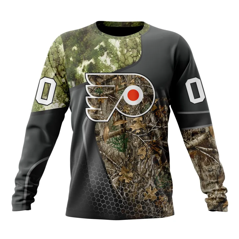 NHL Philadelphia Flyers Special Hunting Camo Design St2302 Long Sleeved Sweatshirt 