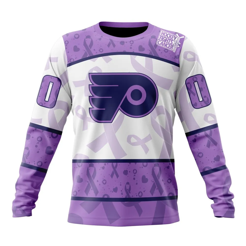 NHL Philadelphia Flyers Special Lavender Fight Cancer St2201 Long Sleeved Sweatshirt 