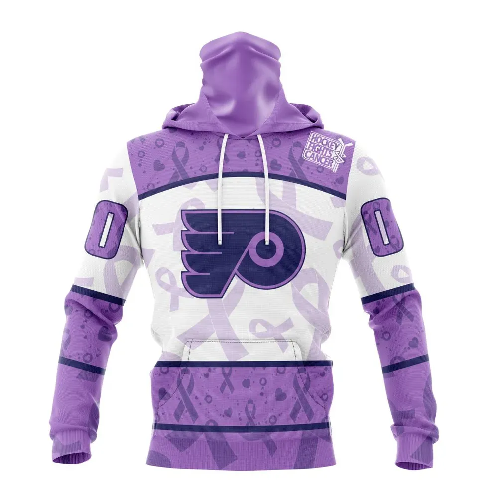 NHL Philadelphia Flyers Special Lavender Fight Cancer St2201 Mask Hoodie