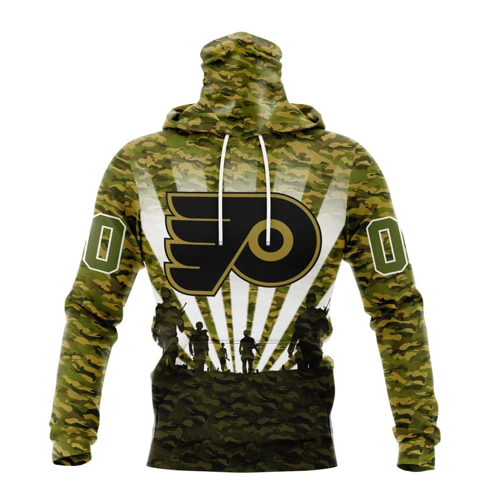 NHL Philadelphia Flyers Special Military Camo Kits For Veterans Day And Rememberance Day St2201 Mask Hoodie