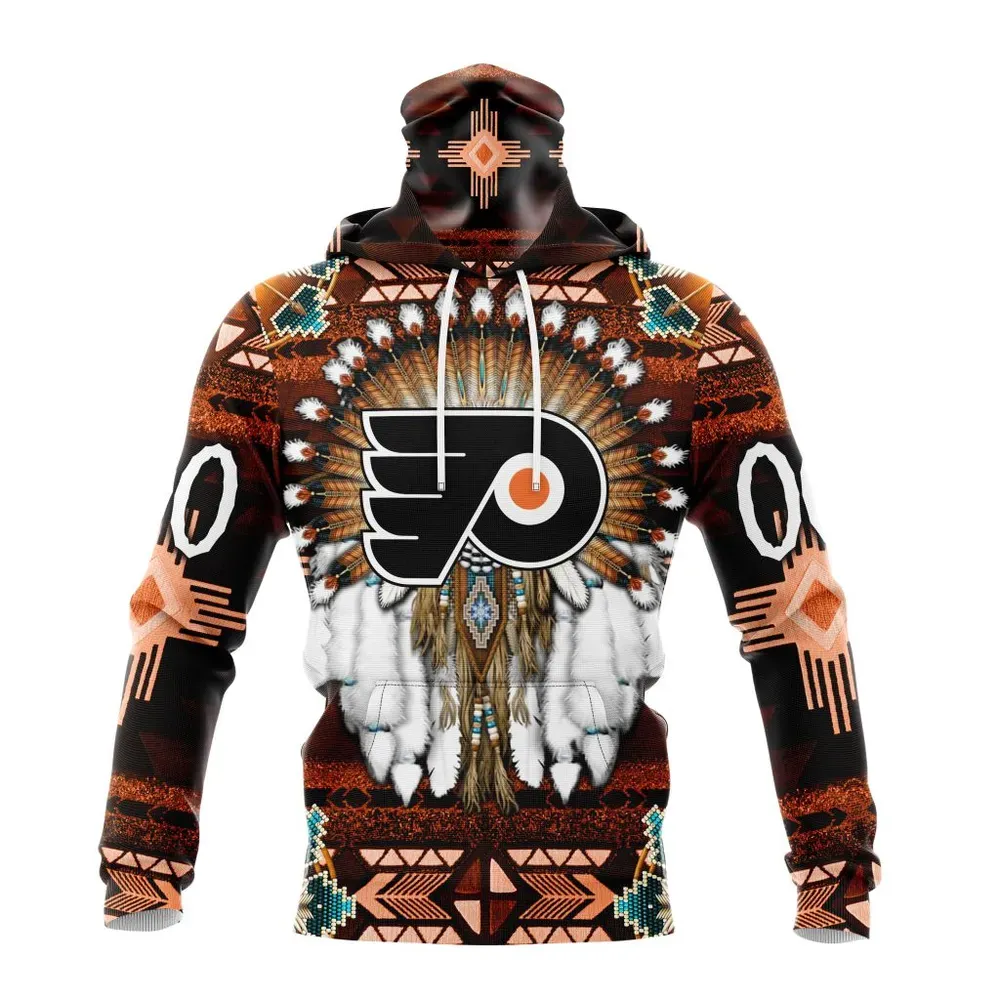 NHL Philadelphia Flyers Special Native Costume Design St2202 Mask Hoodie