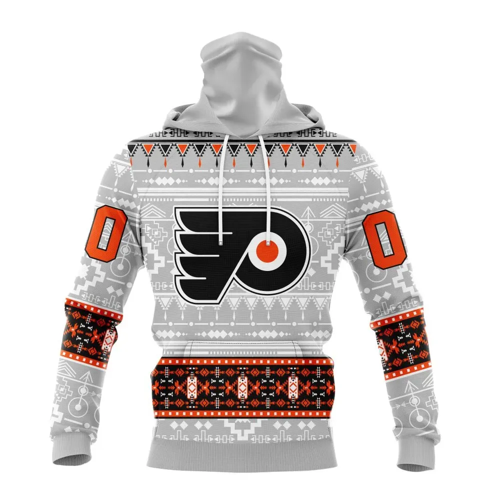 NHL Philadelphia Flyers Special Native Design St2302 Mask Hoodie